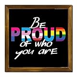 lgbt pride - targa in legno con cornice be proud of who you are lesbian wood wall art retro progress pride wall art da appendere decorativa per queer gay lesbiche latino 30,5 x 30,5 cm