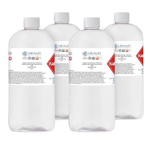 Ethanol 190 Proof Organic/Vegan Sugar Cane Alcohol (FCC Food Grade) 4QT