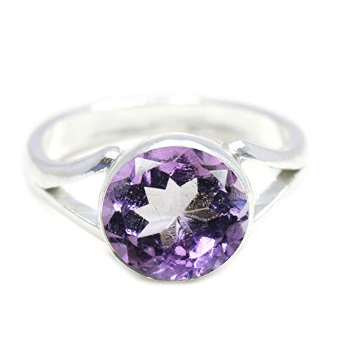Image of 55Carat Choose Your Color Real Round Shape 5 Carat Birthstones Sterling Silver Handmade Healing Stones Ring Size US 4-13