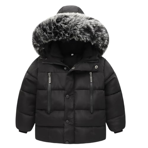 Cappotto Piumino con Cappuccio da Bambino Giacca Trapuntata Ragazzo Parka Zip Up Impermeabile Invernale 4-5 Anni