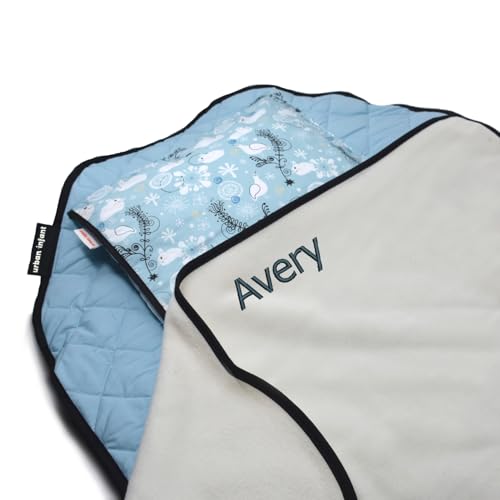Image of Urban Infant Personalized Tot Cot All-in-One Modern Preschool /Daycare Nap Mat with Washable Pillow and Elastic Straps - Bunnies