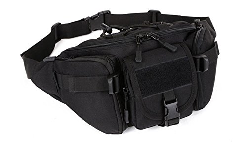 Sport Tent Outdoor Tasche Taktische Wasserdicht Hüfttasche Groß Taille Tasche Gürteltasche Leisure Umhängetasche Pouch für Camping Wandern Laufen Radfahren Klettern Trekking Jagd (Schwarz) Cover