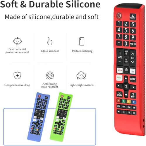 Image of RAYA Silicone Cover Compatible with Samsung Smart TV Remote BN59-01315 / Foxsky /X Electron TV Remote Protective Case with Lanyard [R-emote NOT Included] (Green)