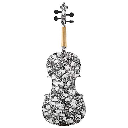 Kinglos 4/4 Black-White Colored Ebony Fitted Solid Wood Violin Kit With Case, Shoulder Rest, Bow, Manual, Extra Bridge And Strings Full Size #TOP2