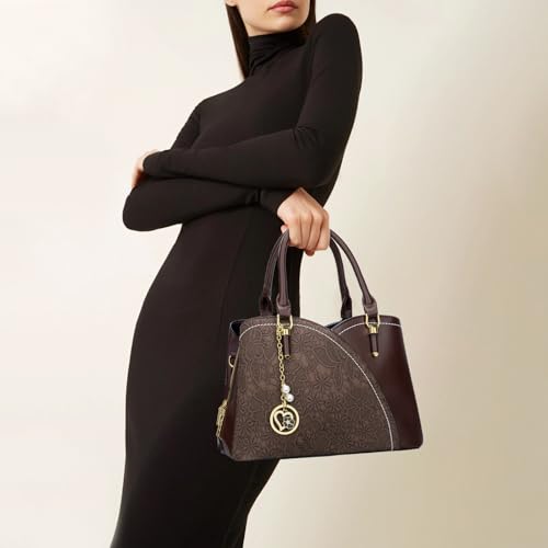Image of KKXIU Triple Compartments Purses and Handbags for Women Fashion Ladies Satchel Shoulder Top Handle Bag