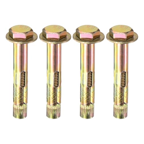 Image of M METERXITY 4-Pack Hex Expansion Bolt, M10x70mm Colored Galvanized Iron-Carbon Steel External Hex Expansion Bolts, Anti-Corrosion Metal Bolt for Concrete /Dry Brick /Block Walls