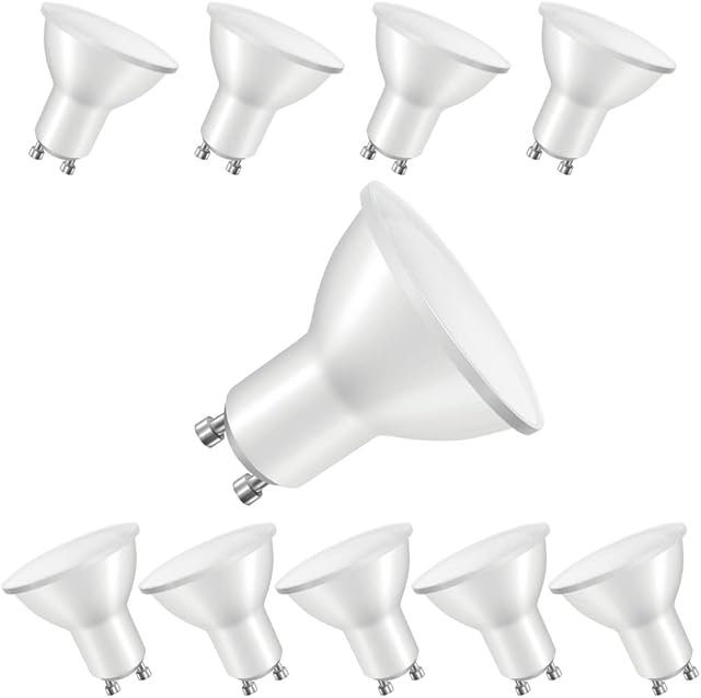 BIGHOUSElicht GU10 LED Light Bulbs, 5W Equivalent 40 Watt Halogen Lamp, 3000K Warm White 400lm Energy Saving Spotlight Bulb, Pack of 10