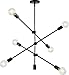 XILICON Sputnik Light Fixture Mobile Chandelier 6 Lights Modern Pendant Lighting Black Finish Contemporary Semi Flush Mount Ceiling Light Fixtures for Dining Room