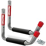 Heavy Duty Utility Hooks By Herman - Universal Garage Hooks With Protection Rubber Sleeve & Lids - Wall Mounted Organizer Multi-Tool Hanger, Bike Hook- 2 Pack Storage Hooks (Utility Wall Hook)