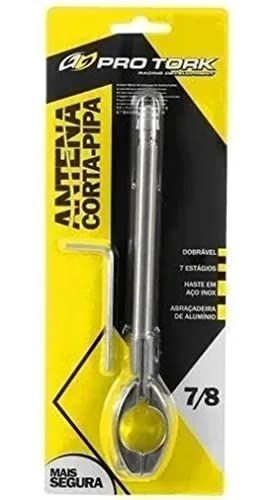 Antena Corta Pipa Para Moto 7 Estágios Retrátil 7/8 - Para Guidão Cromada