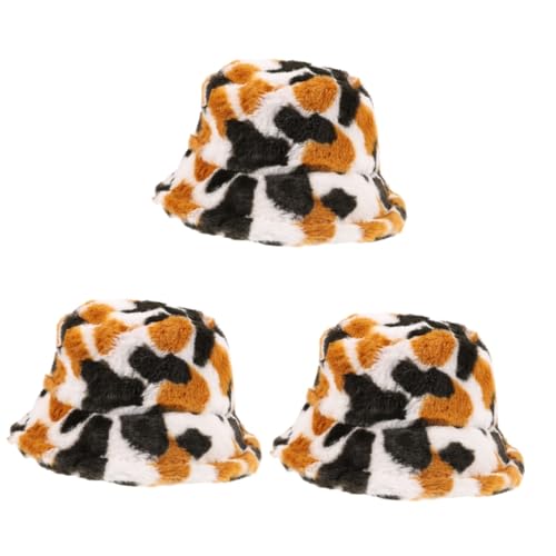 Chapeau de pêcheur peluche chapeau seau femme cosplay hiver 3 pièces