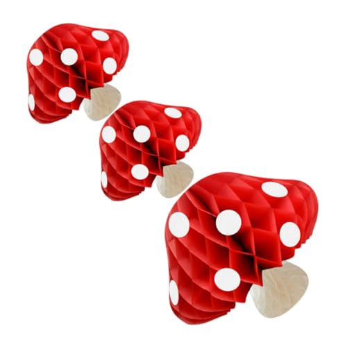 CORHAD Lot de 3 Boules Alvéolées en Papier de Champignon, Décorations Suspendues pour Fêtes Prénatales, Anniversaires et Centres de Table, Décoration de Salle Colorée et Festive