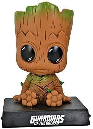 Groot Bobble Head For Car Dashboard With Mobile Holder Polyvinyl Chloride Action Figure Toys Collectible Bobblehead Showpiece For Office Desk Table Top Toy ,Multicolor,12 X 9 cm
