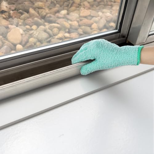 Thinp 2 Pairs Microfiber Dusting Gloves, Reusable Plant Cleaning Gloves-Washable Leaf Cleaning Gloves Gentle Dusting Mitt for Plants House Kitchen Car Blinds Lamps (Pink, Green) - Thumbnail 5