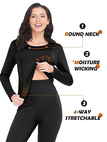 URATOT 3 Sets Women's Thermal Underwear Set Fleece Lined Long Johns Thermal Underwear Base Layer for Women Cold Winter2