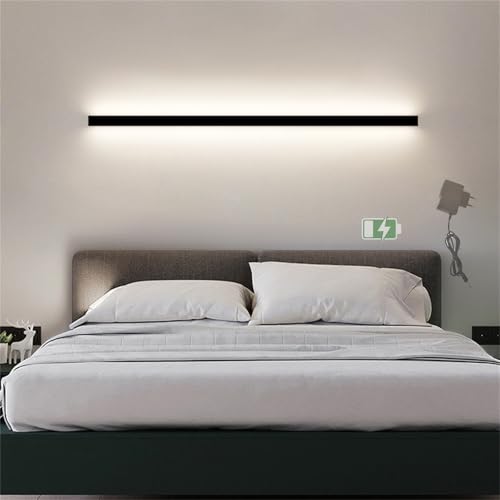 Luces de pared aluminio con batería recargable aplique LED largo de 80cm con interruptor