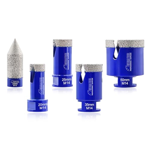 SHDIATOOL Perets diamantato Sega a fori Tagliapiastrelle 20/25/35/50mm e 2-35mm Frese per smussare con M14 Filo per piastrelle di porcellana marmo ceramica granito