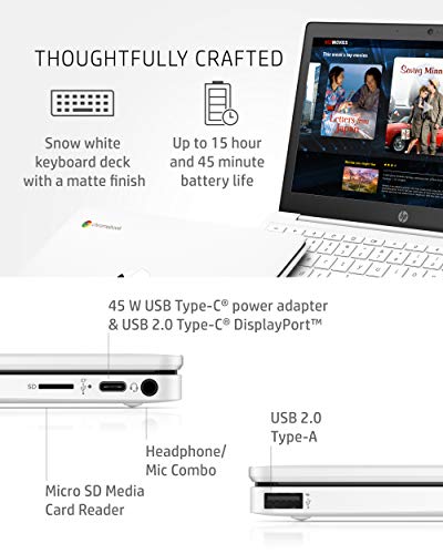 Hp Chromebook 11-Inch Laptop - Up To 15 Hour Battery Life - Mediatek - Mt8183 - 4 Gb Ram - 32 Gb Emmc Storage - 11.6-Inch Hd Display - With Chrome Os™ - (11A-Na0021Nr, 2020 Model, Snow White) #TOP5