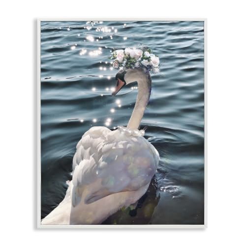 Flower Crown Swan Lake Ripples, 24 x 30 Inch Framed Giclée Print