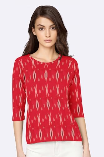 Image of Cotton Pochampally ikat unstitched blouse, Kurthi, long frock fabric material for women (1 meter, 2 meters & 3 meters)