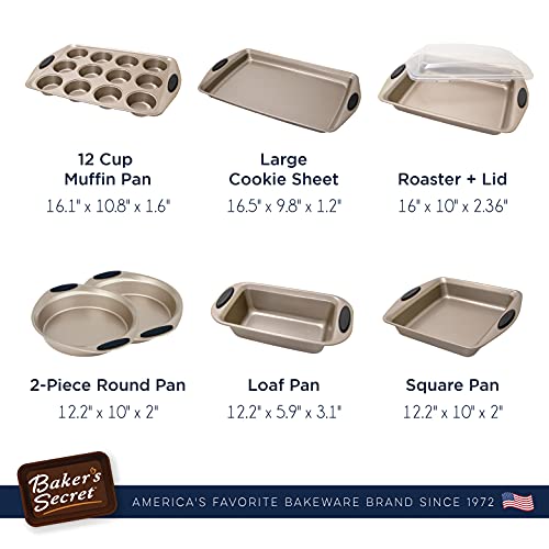 Baker's Secret Bakeware Sets - 8 Pieces Baking Pans Set With Grip - Baking Sheets For Oven Nonstick Set, Wedding Registry Items Baking Dishes For Oven - Nonstick Pan Set Kitchen Supplies #TOP1