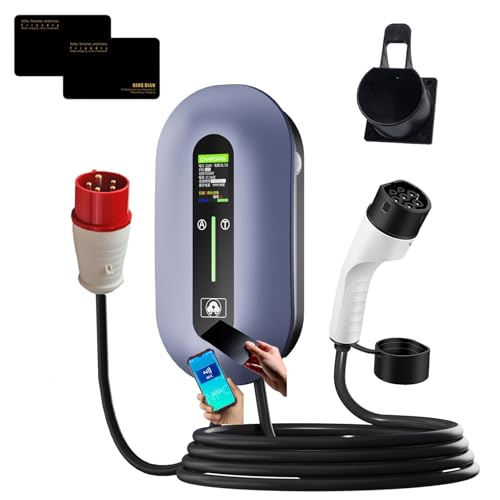 Stazione di ricarica per veicoli elettrici 22 kW 32 A trifase con spina CEE a 5 pin di per per con gancio Carta magnetica