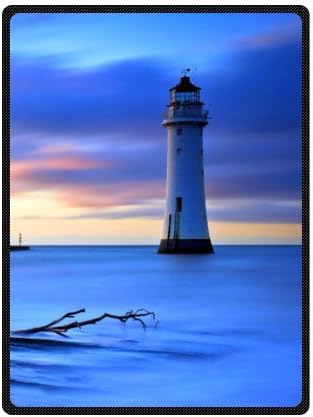 Lighthouse and Beautful Scenery On Ocean 58 x 80 (Large) Inch Blanket throws soft