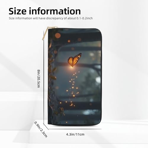 Magical Orange Butterfly Print Wallet Women, Leather Bifold Multi Card Wallet, Long Purse Women's Wallets2