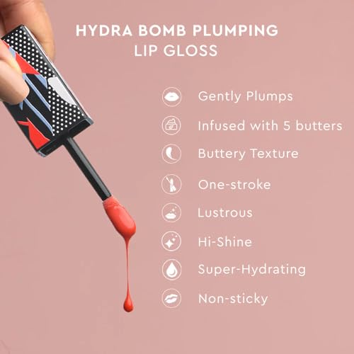 Image of Kiro Hydra Bomb Plumping Lip Gloss - Peach Crush, 5g | Nourishing, Moisture-Locking Formula | Infused with Murumuru, Mango, Cupuacu, Cocoa & Shea Butters | Glossy Shine & Hydration (Pack of 2)