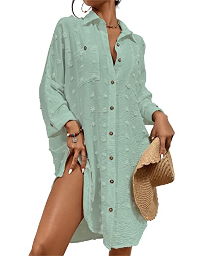 Bsubseach Badeanzug Coverup für Frauen Badeanzug Cover Up Button Down...