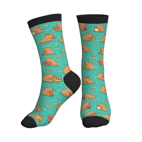 ZUHAOGO Cute Capybara Crew Athletic Socks Funny Crazy Casual Sports Novelty Dress Socks for Women Men Hiking Running