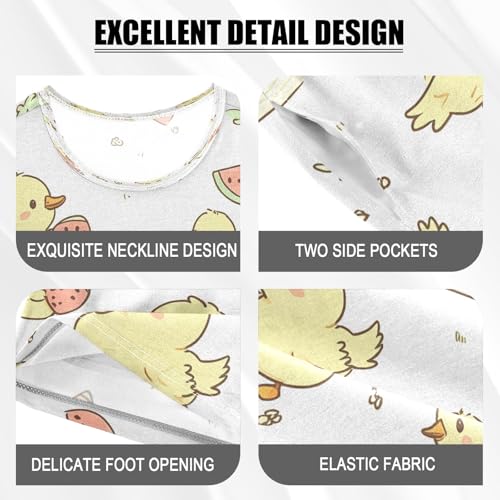 senya Washing Yellow Duck Watermelon Summer Pajamas Set Short Cotton Sleepwear 2 Piece4