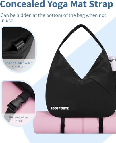 Image of Leosportz Gym Bag for Women Shoe Compartment | Yoga Bag for Girls Attached Yoga Strap | 30L Water-Resistant Sports Bag with Wet Pocket | Travel, Workout & Dance (Active Lifestyle, Black, Medium)