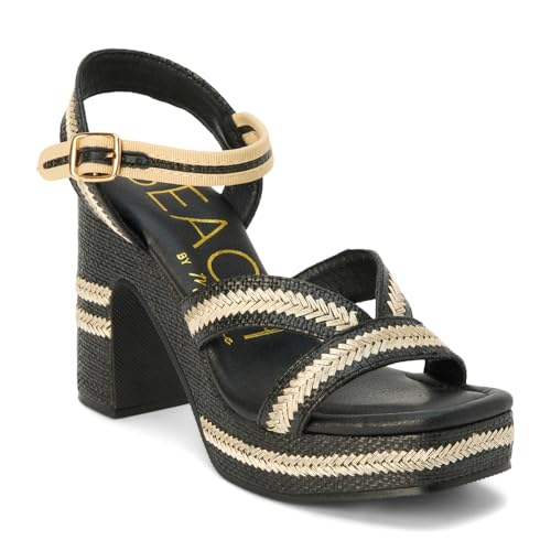 BEACH by Matisse Womens Adelaide Platform Block Ankle Strap Casual Sandals Casual High Heel 3" & Up - Black2