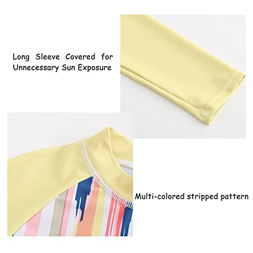 Image of Aisyee Girls Long Sleeve Rash Guard Set Two Piece Swimsuits Tie Dye Bathing Suits for Kids UPF 50+ Swim Shirts