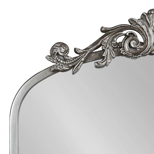 Image of Kate and Laurel Arendahl Traditional Ornate Wall Mirror, 19 x 31, Antique Silver, Decorative Mirror with Baroque Inspired Detailing