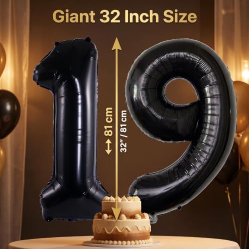 Image of YPSelected 32 Inch Large Foil Helium Number Balloon Birthday Wedding Party 0-9 (Black, 9)