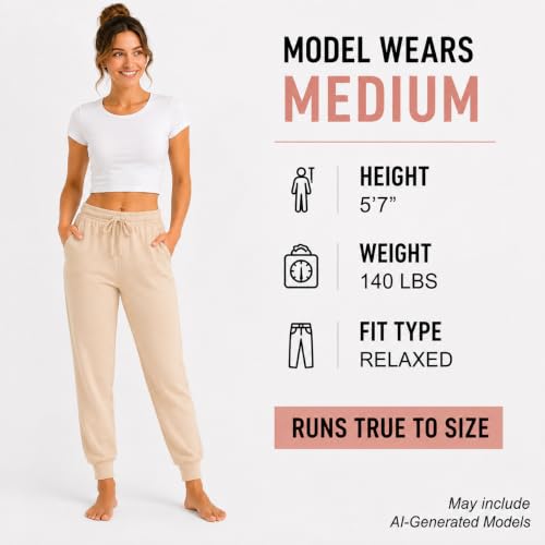 Image of Essential Elements Womens 3 Pack 100% Cotton Joggers Lounge PJ Sweatpants | Soft Breathable Everyday Knit With an Elastic Waist and Tapered Fit, Cozy for Sleep, Workouts and Casual Wear