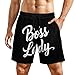 Men & Boys Classic Fit Swim Trunks for Beach Gym Sport Quick Dry Drawstring Basic Board Shorts with Pockets, Underwear Boss Lady White Black Fashion Cargo Short