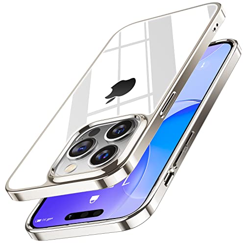 【本体色とマッチイ!】TORRAS iPhone 14 Pro 用 ケース クリア 強化ガラス 耐衝撃 米軍MIL規格 黄変防止 SGS認証 9H硬度 傷防止 ストラップホール付き ワイアレス充電対応 氷面鏡シリーズ ホワイトゴールド 【本体色とマッチイ!】TORRAS iPhone 14 Pro 用 ケース クリア 強化ガラス 耐衝撃 米軍MIL規格 黄変防止 SGS認証 9H硬度 傷防止 ストラップホール付き ワイアレス充電対応 氷面鏡シリーズ ホワイトゴールド