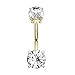 beyoutifulthings Bauch-nabelpiercing DOPPEL-ZIRKONIA 5/9mm Nabel-Piercing Chirurgenstahl Bananabell Gold Clear Stab 1,6/10mm