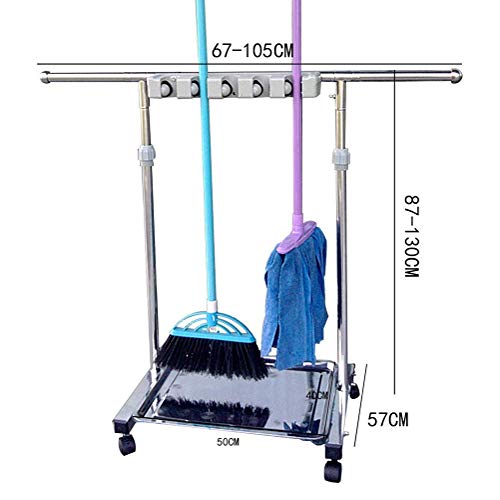 Mop Broom Holder,Tool Hanger Organizer Shelf Garage Garden Standing Floor Rack Wall Mount Cleaning Rake Stand for Home Garage