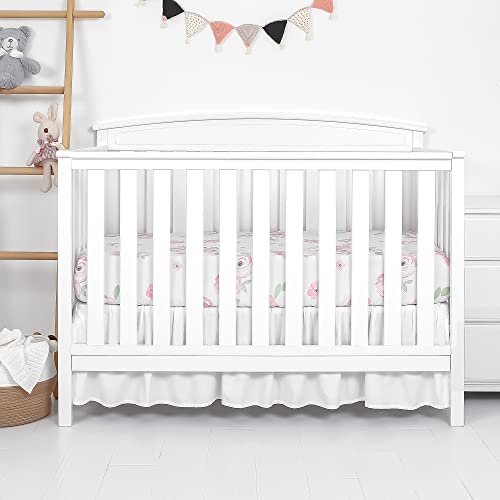 Tillyou Crib Bed Skirt Dust Ruffle Off White, 100% Natural Cotton, Nursery Crib Bedding Accessory Toddler Bedskirt For Baby Boys Girls, 14" Drop, Off White #TOP1