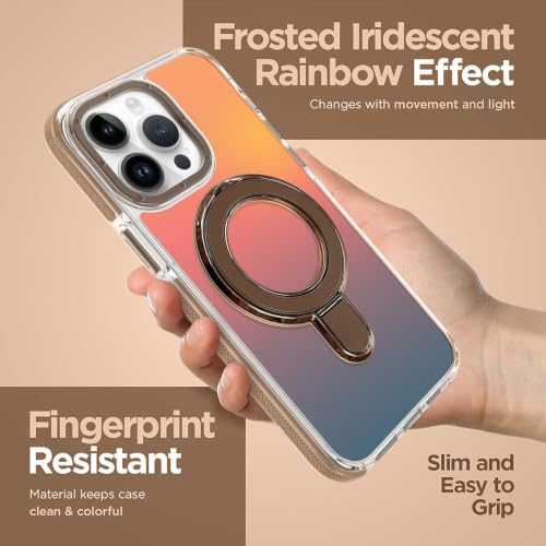 Image of Magnetic for iPhone 14 Pro Case with Stand [Compatible with Magsafe] [Cute Fashion Fluorescent Design] [1 Screen Protector] Slim Translucent Matte Case for iPhone 14 Pro 6.1 inch 2022, Desert