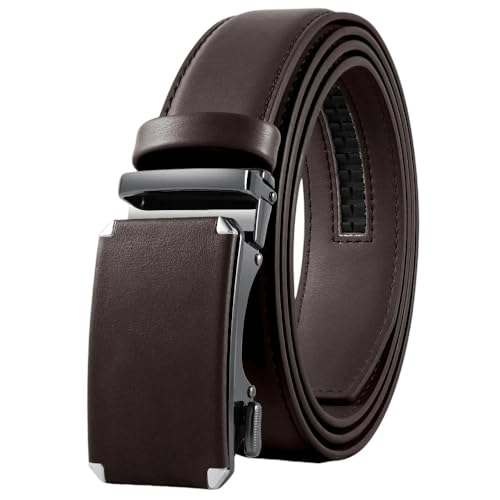 Men's Genuine Leather Belt Metal Automatic Buckle Male Casual Belts Box Packaging Tpzd-9Br 125cm