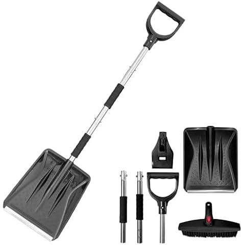 Snow Shovel for Car Driveway, 2024 New Upgrade Snow Shovels for Snow Removal, Lightweight Portable Adjustable Large Capacity Shovel Perfect for Garden, Camping, Snowman Playing and Emergency Cover
