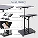 Multi-Purpose Lecterns & Podiums, Portable Mobile Standing Laptop Desk, Height Adjustable Rolling Podium Stand with Storage 2 Swivel Top,Sit Stand Lectern Desk Workstation for Classroom Church (Black)