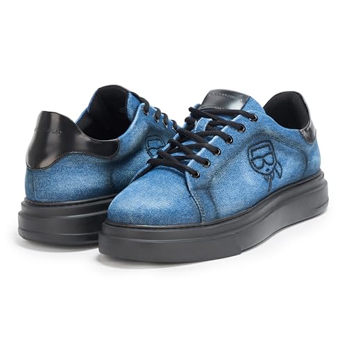 Karl Lagerfeld Paris Men's White Label Karl Denim Sneakers, 10.53