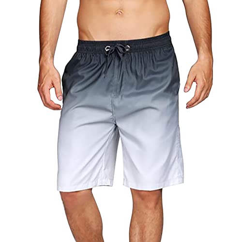 Image of Cocila Gym Shorts Men Fashion Casual Short Pant Gradient Color Holiday Pants Cool (Black, L) Mens Corduroy Navy Blue Green Long 5 Inch Lightweight Work Tactical 4XL for UK Cargos Cargo