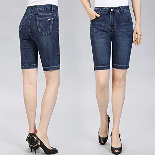 women39s knee-length denim shorts high rise slim bermuda short summer casual cozy stylish stretchy short jean legging